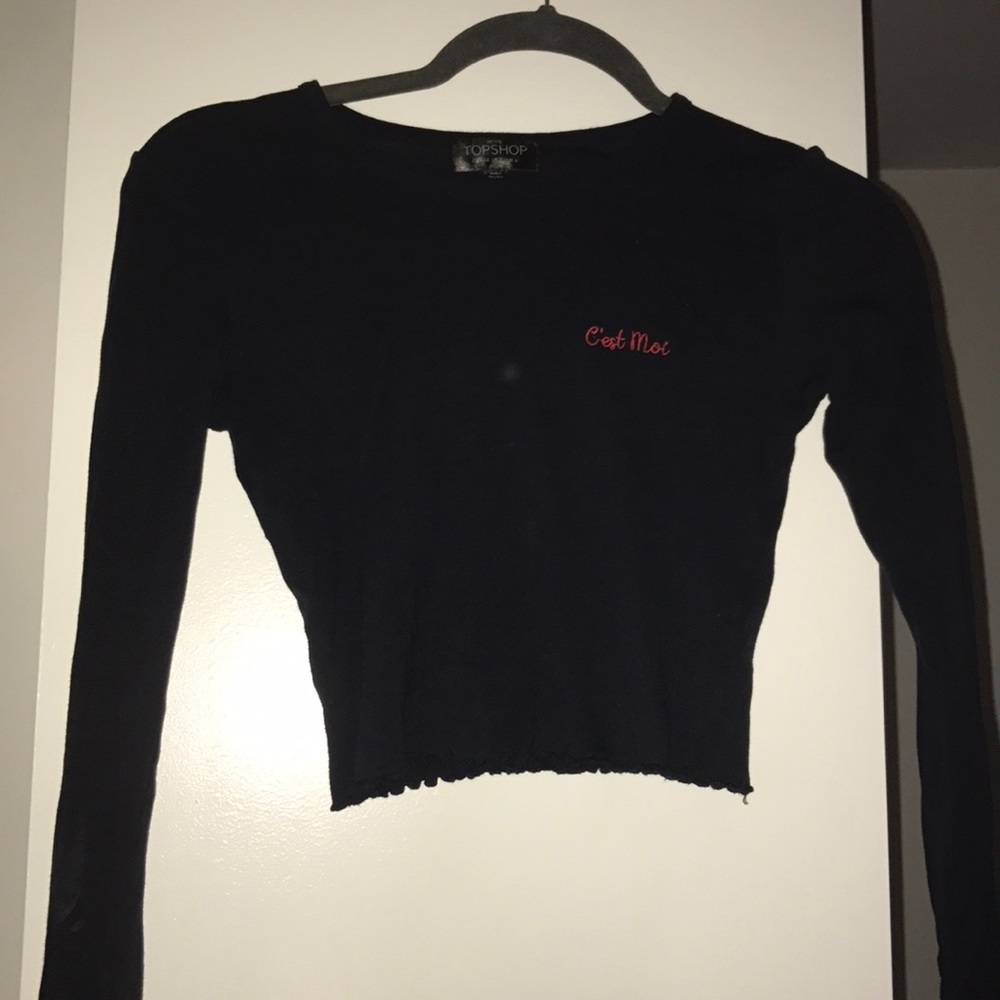 🌌 Topshop ruffle crop top long sleeve